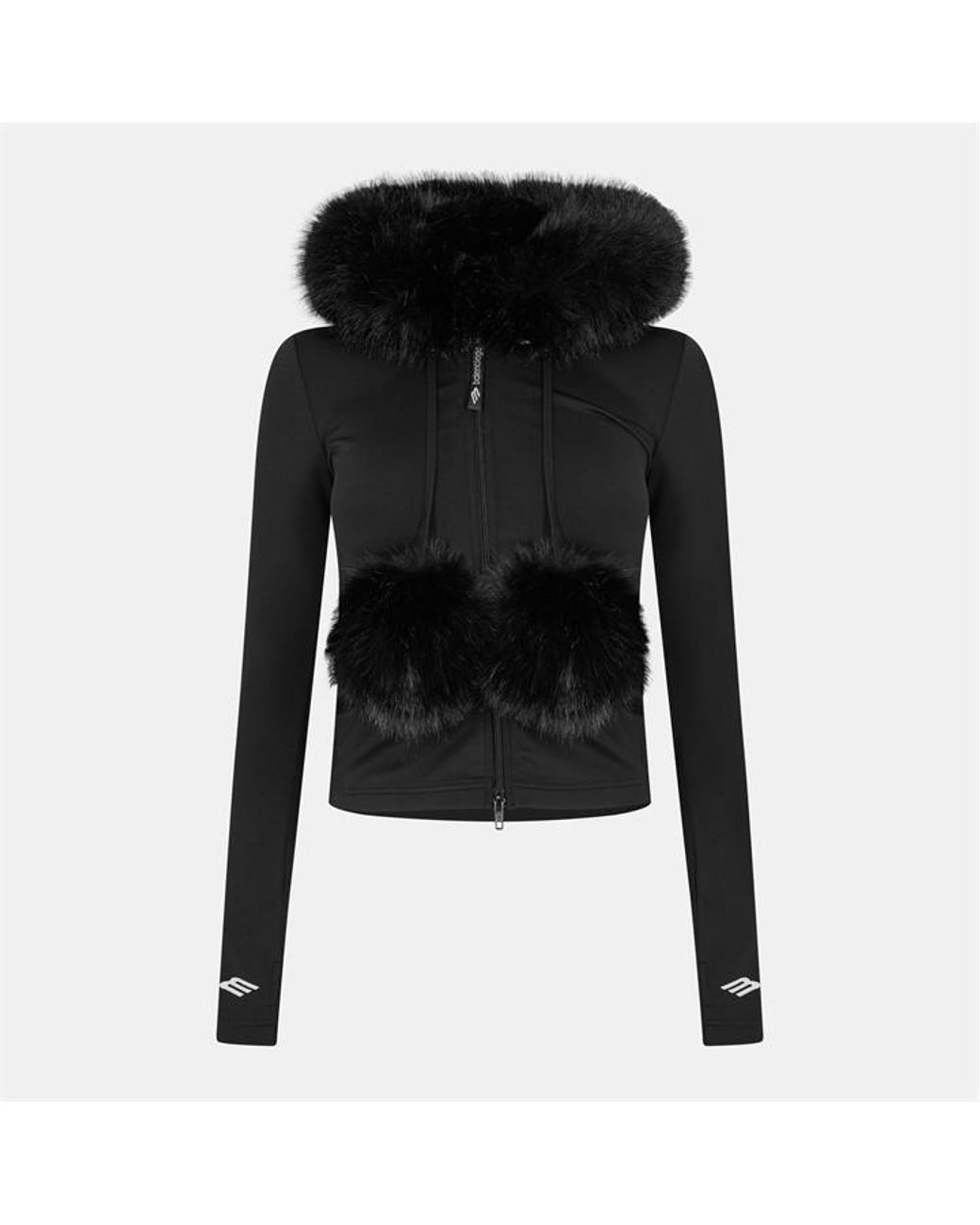 Balenciaga Black Bal Fur Pull Over Hoodie