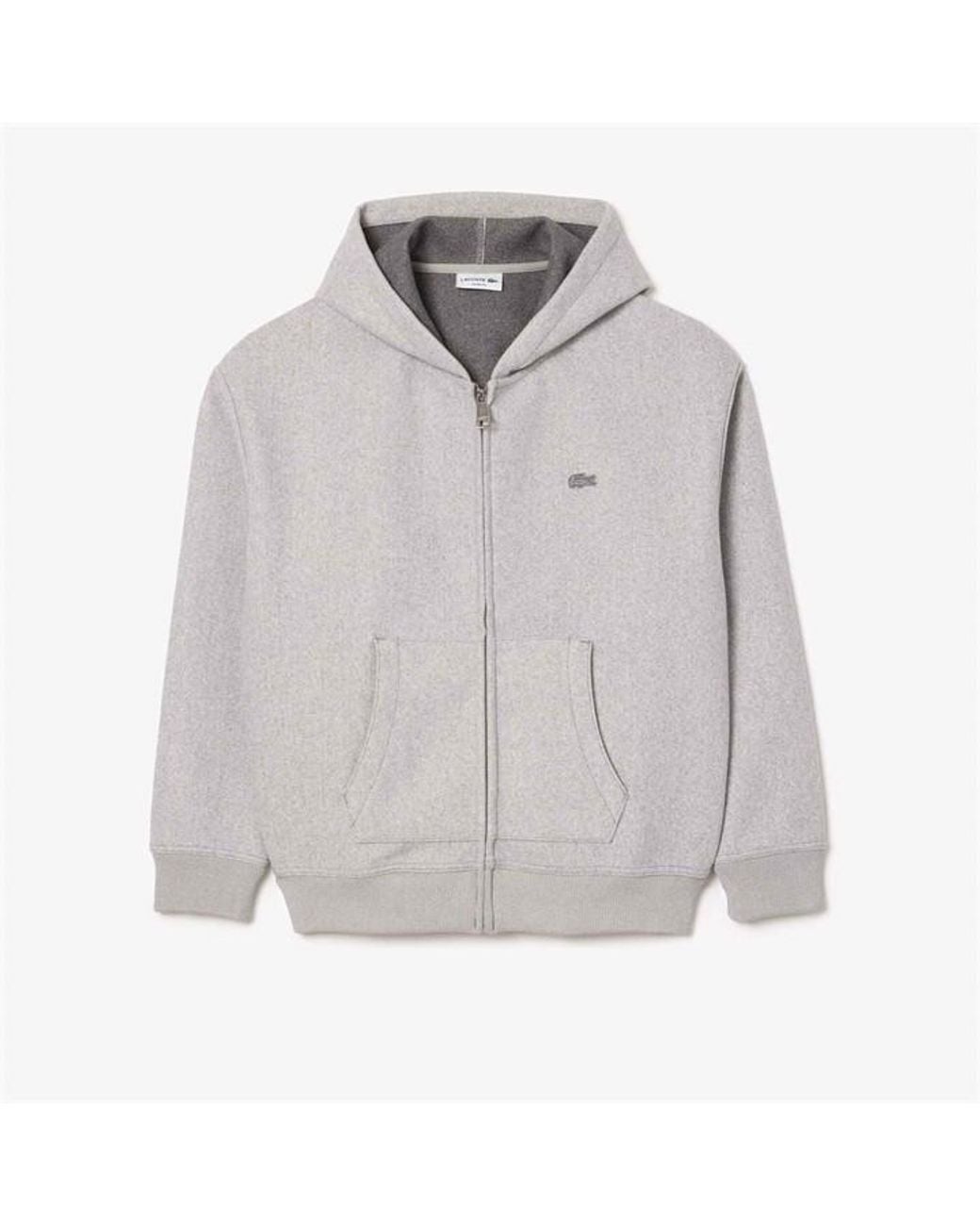 Lacoste Gray Loose Fit Zip-Up Hoodie for men