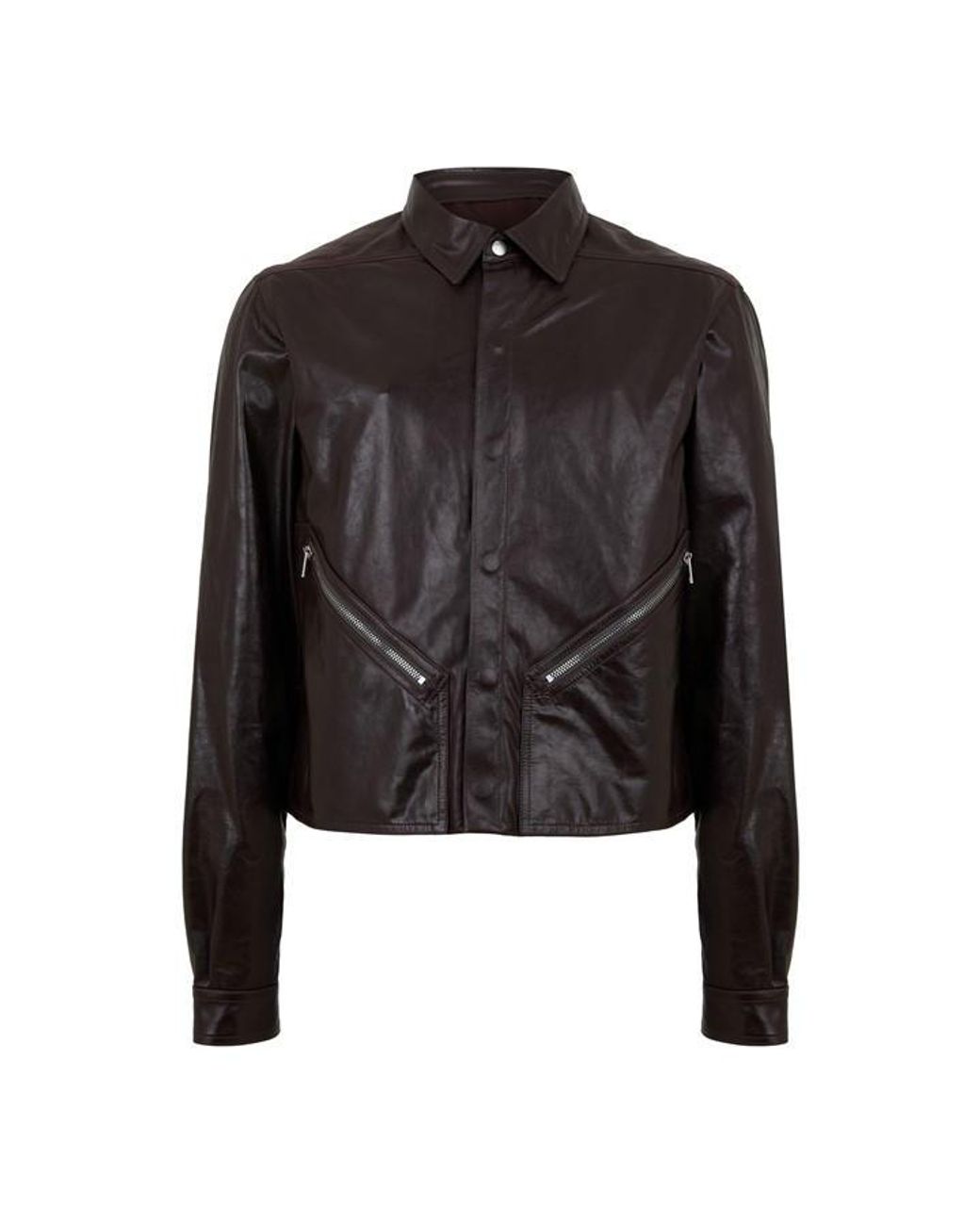 Rick Owens Black Alice Leather Long Sleeve Leather Jacket for men