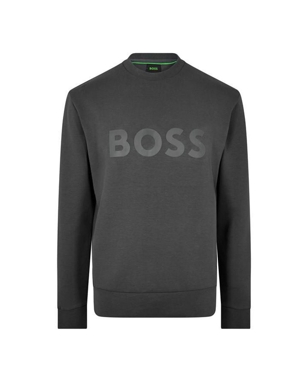 Boss Gray Salbo Stretch Cotton Logo Sweatshirt, Signature Branding for men