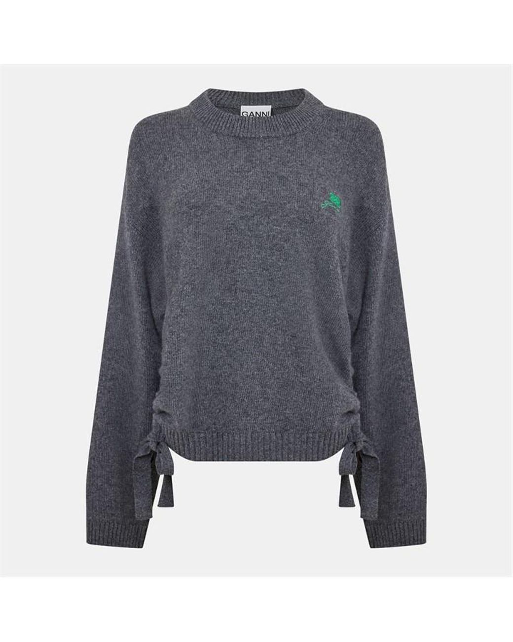 Ganni Gray Overs On Crew Neck Jumper