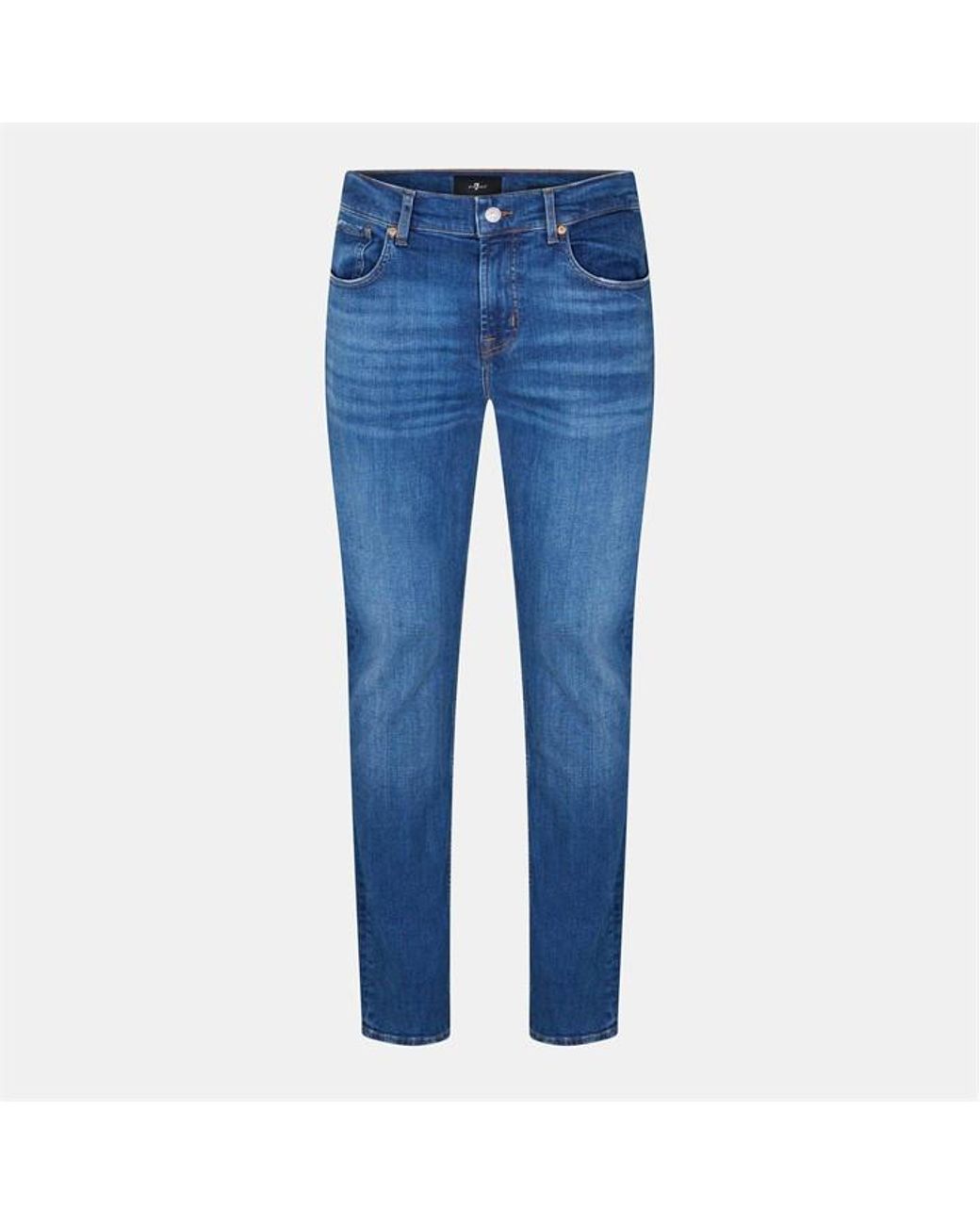 7 For All Mankind Blue Classic Straight Leg Jeans for men