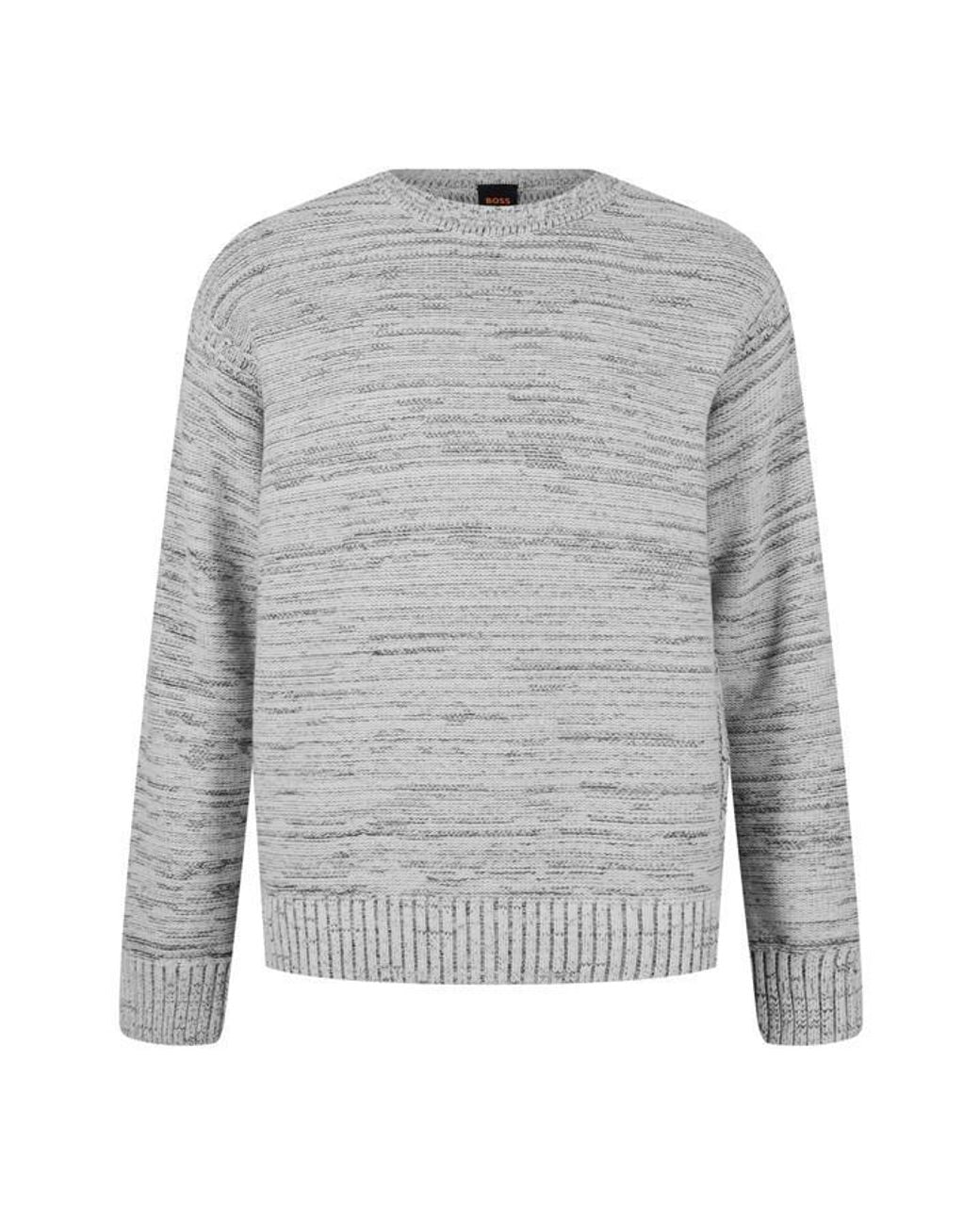 Boss Gray Hbo Kancun Knitted Crew Neck Jumper for men