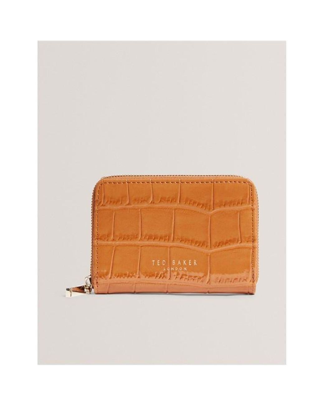 Ted Baker Orange Croc Zip Around Purse