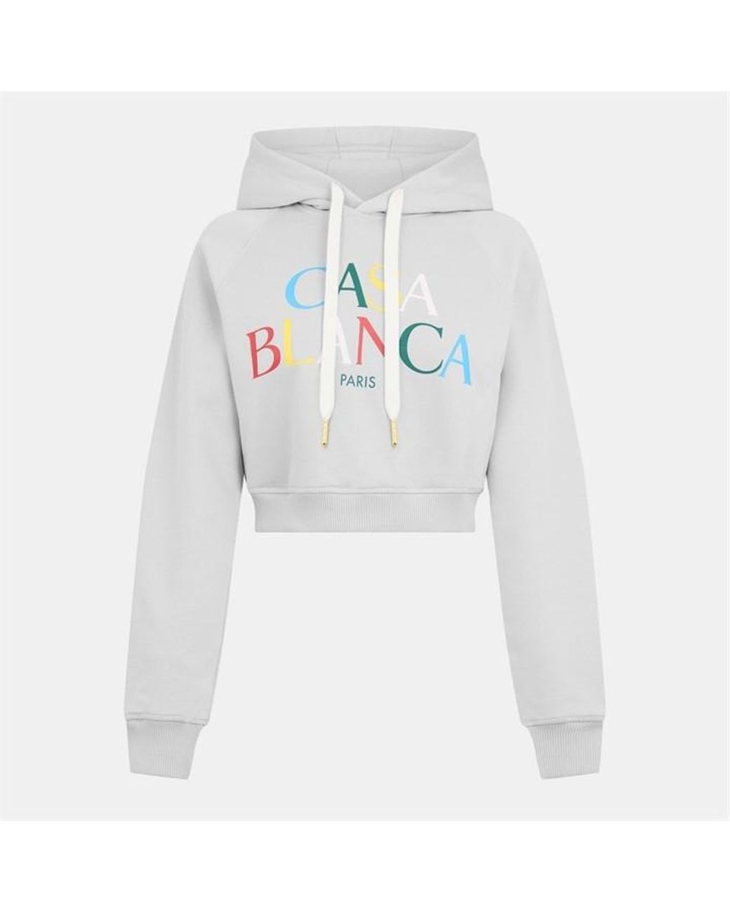 Casablanca White Stack Logo Over The Head Cropped Hoodie