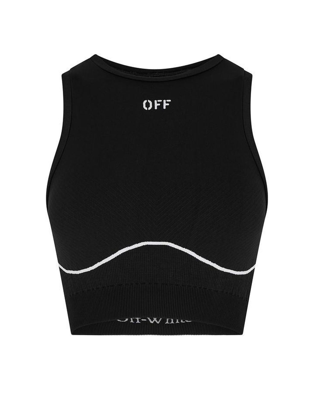 Off-White c/o Virgil Abloh Black Stamp Seamless Stencil-Effect Logo Crop Top