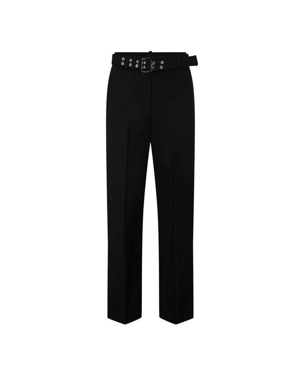 Ganni Black Banded Cropped Tailored Trousers