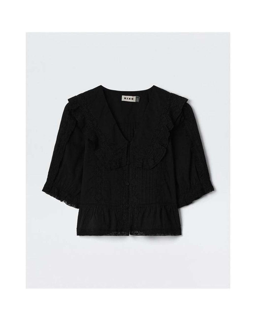 Rixo Black Ellery Top Short Sleeve Blouse