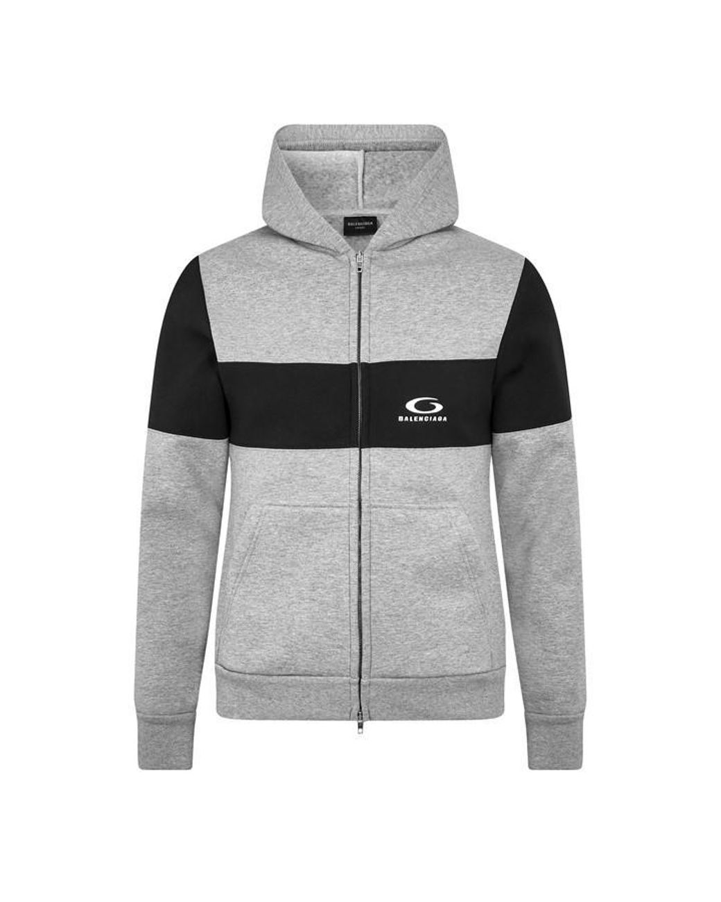 Balenciaga Gray Contrast Band Hoodie for men