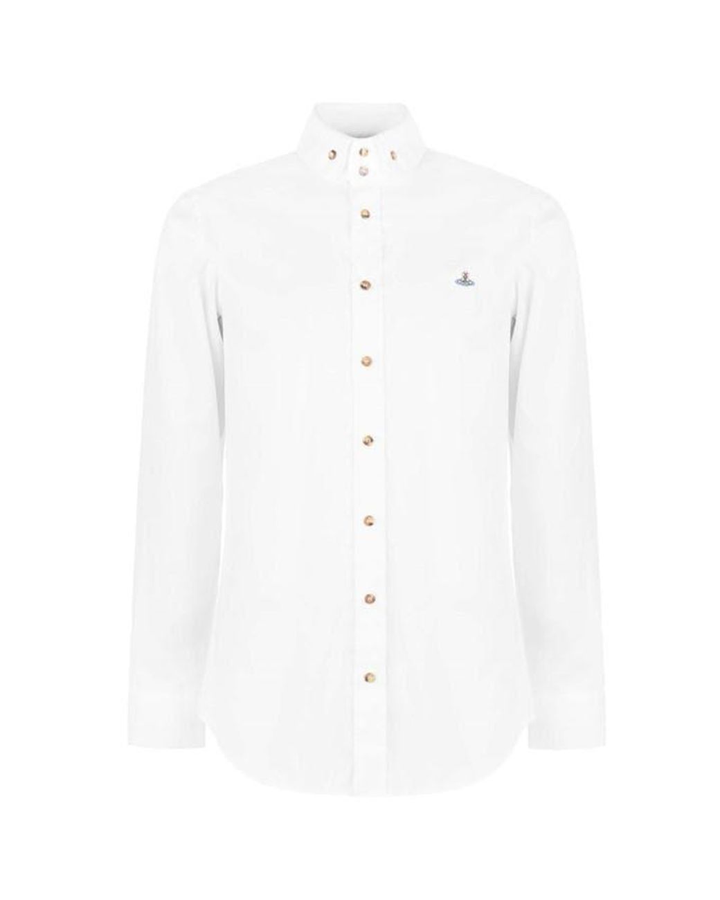 Vivienne Westwood White Logo Cotton Krall Long Sleeved Shirt for men