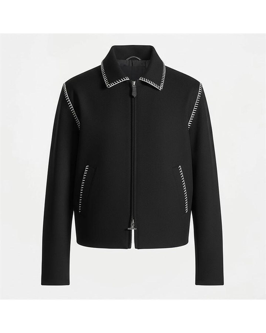 Manière De Voir Black Alex Whipstitch Twill Boxy Jacket for men
