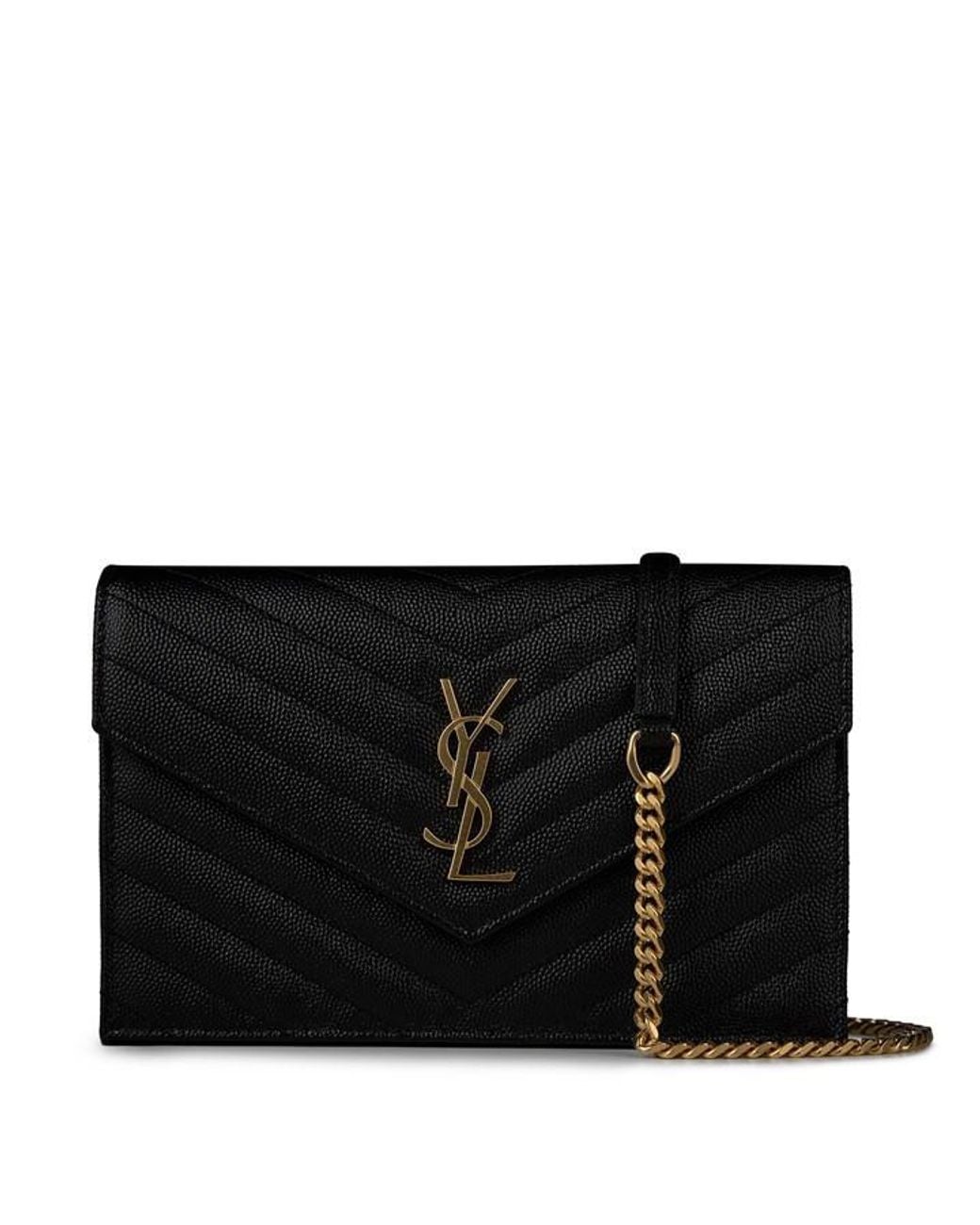Saint Laurent Black Monogram Envelope Crossbody Bag