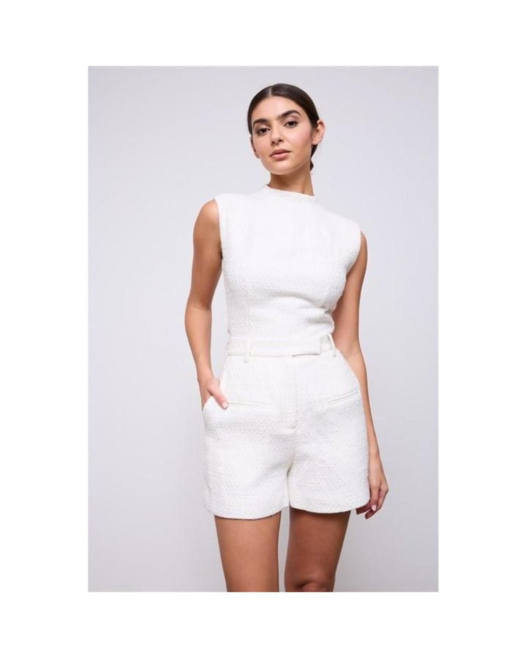 Odd Muse White Boucle Sleeveless Top