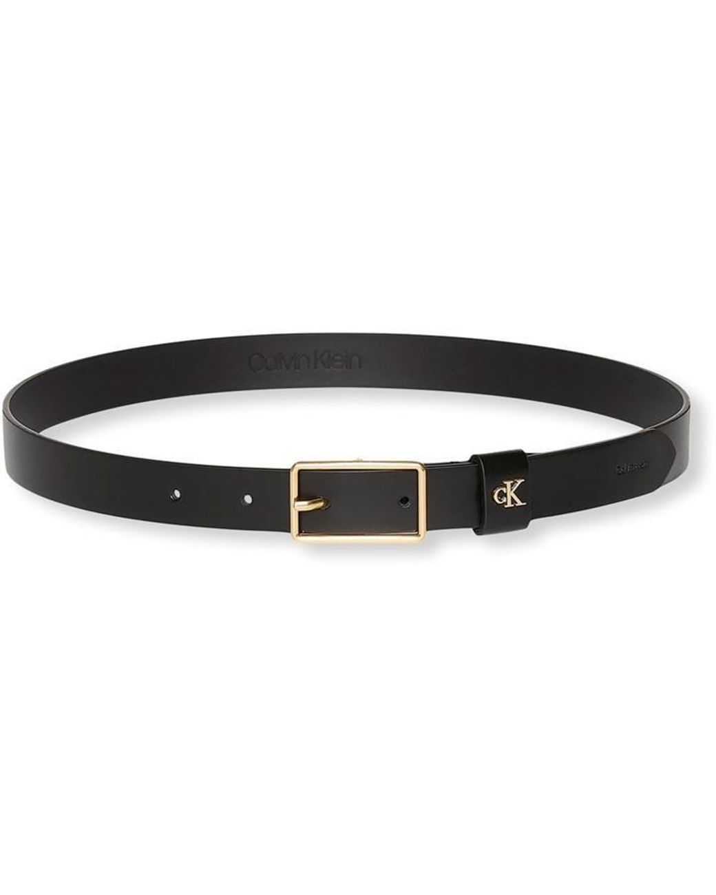 Calvin Klein Black Square Buckle Faux Leather Belt