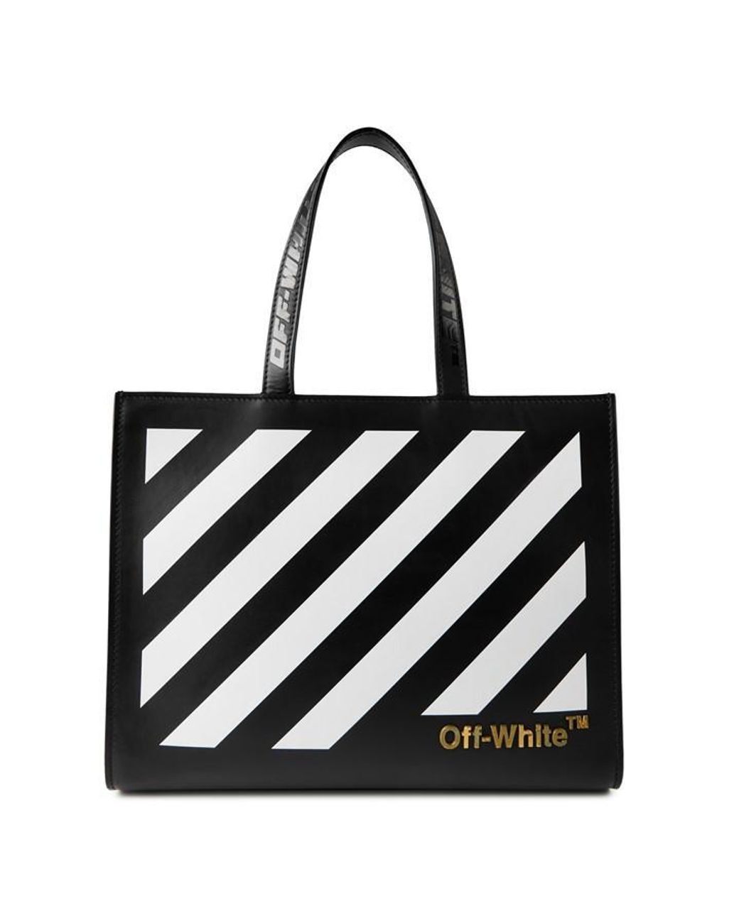 OFF WHITE Logo Tote バッグ Graffiti logo leather shoulder bag in white - Off White Kids