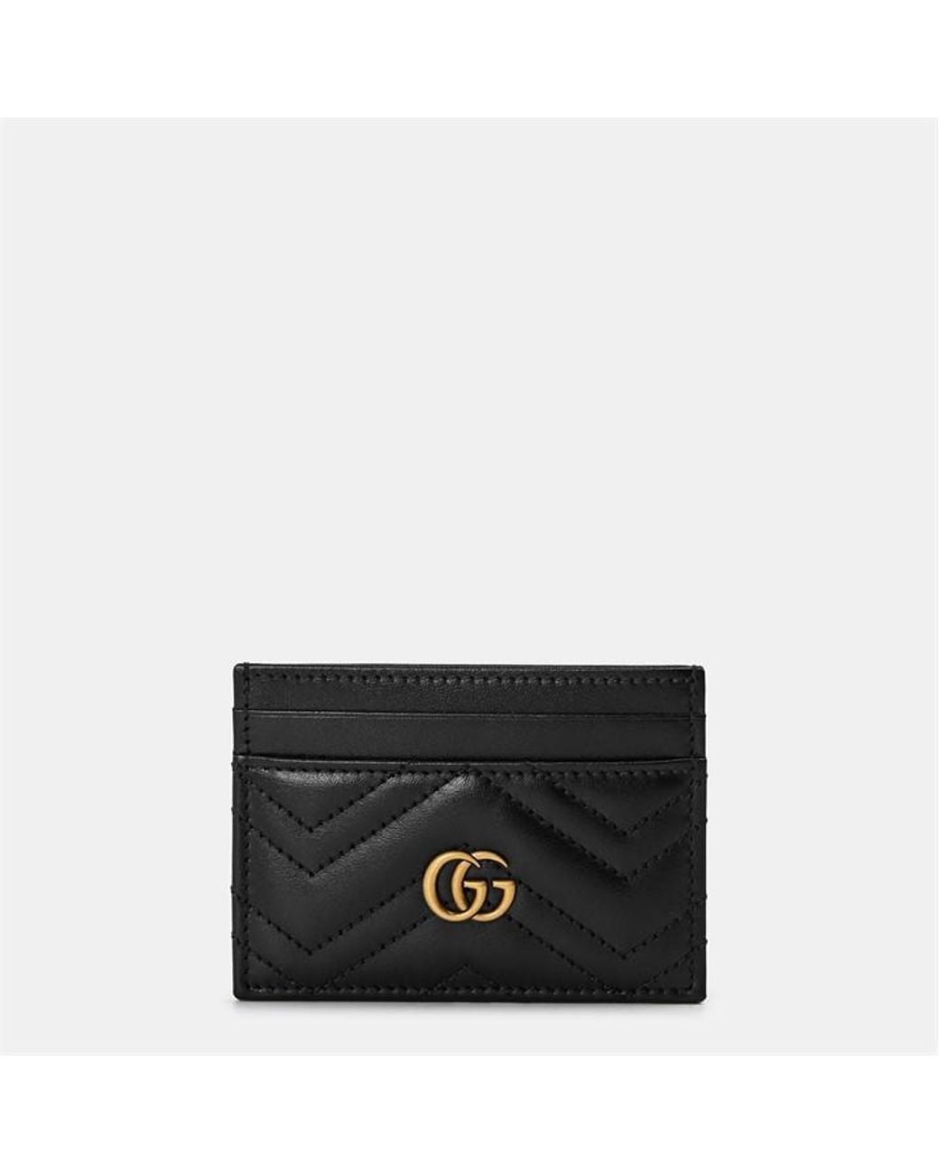 Gucci Black Gg Leather Marmont Card Case