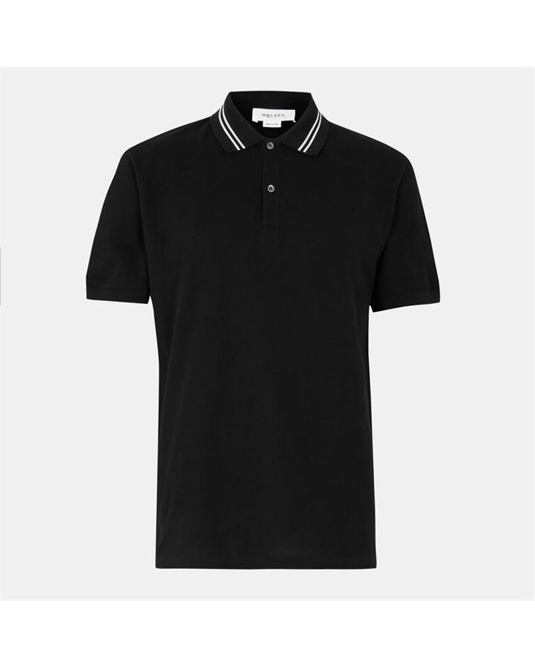 McQueen Black Short Sleeve Polo Shirt for men