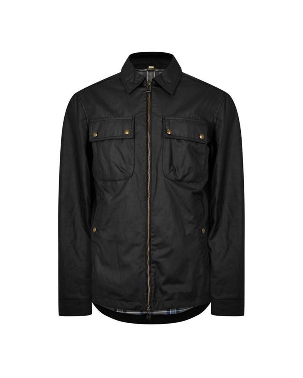 Belstaff Black Tour Waxed Cotton Waterproof Long Sleeve Overshirt for men