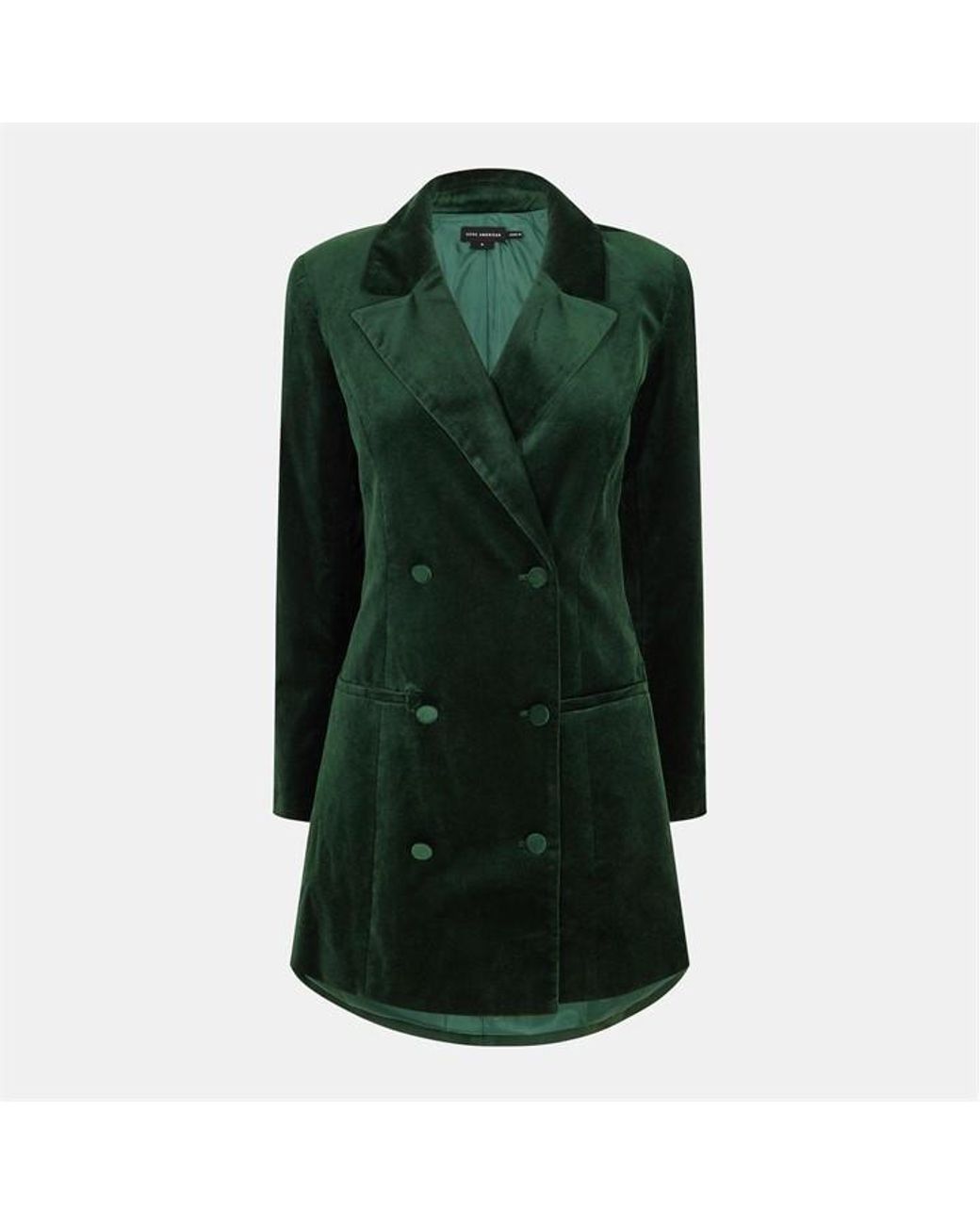 GOOD AMERICAN Green Executive Velvet Blazer Dress