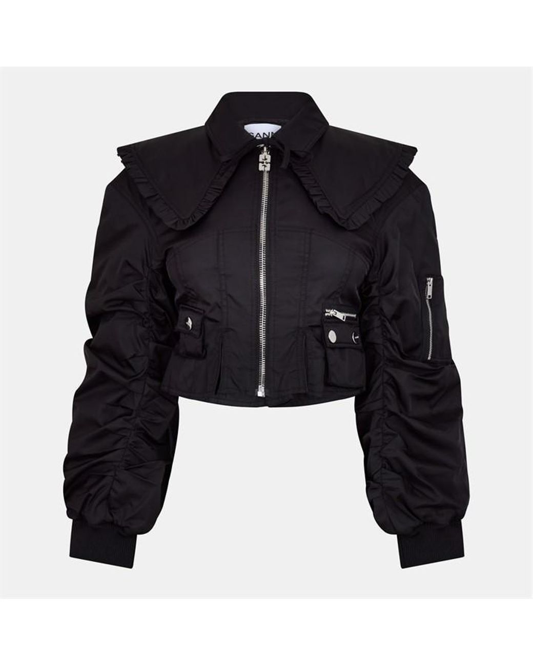 Ganni Black Duchesse Bomber Jacket