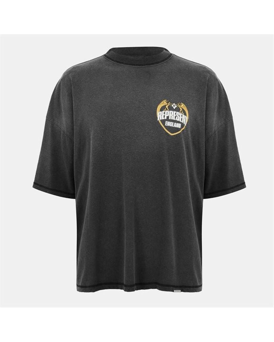 Represent Black Angel Border Oversized T-Shirt for men