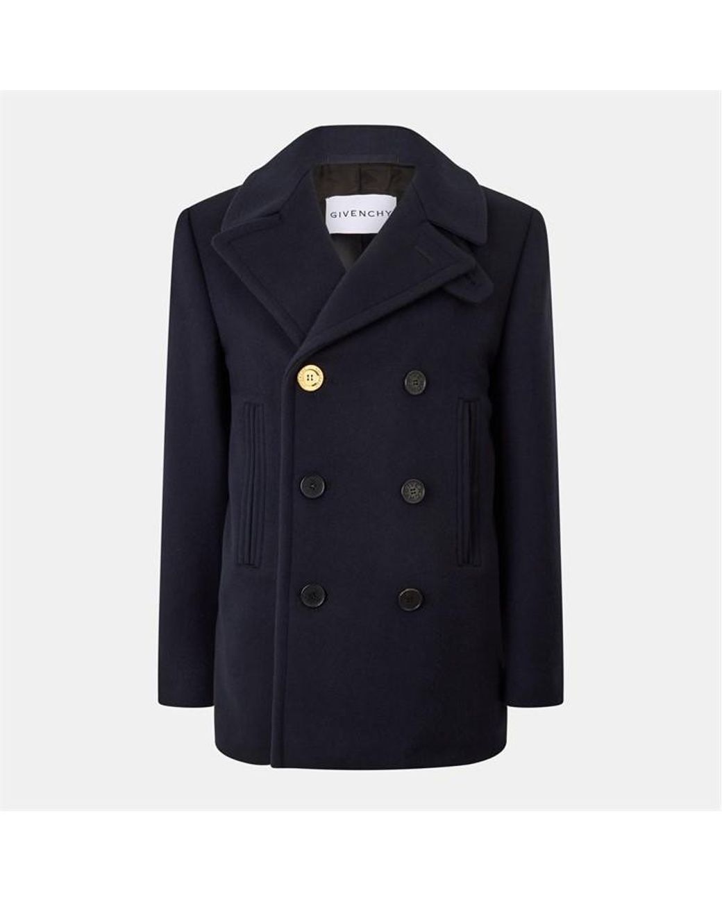 Givenchy Blue Double-Breasted Peacoat for men