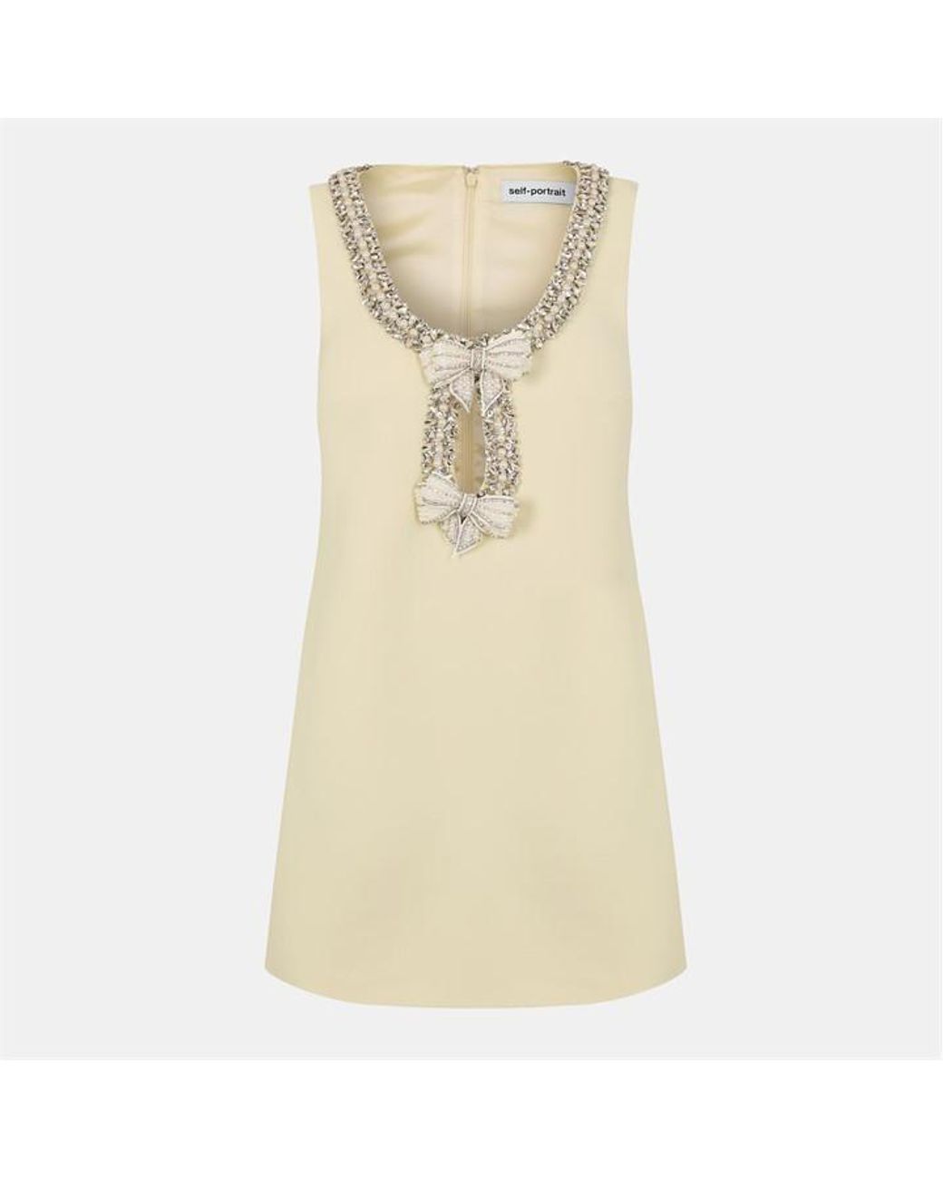 Self-Portrait Natural Bow Mini Dress