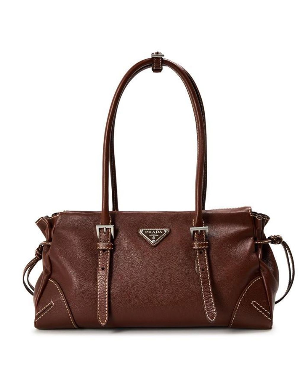 Prada Brown Bonnie Medium Antiqued Leather Tote Bag