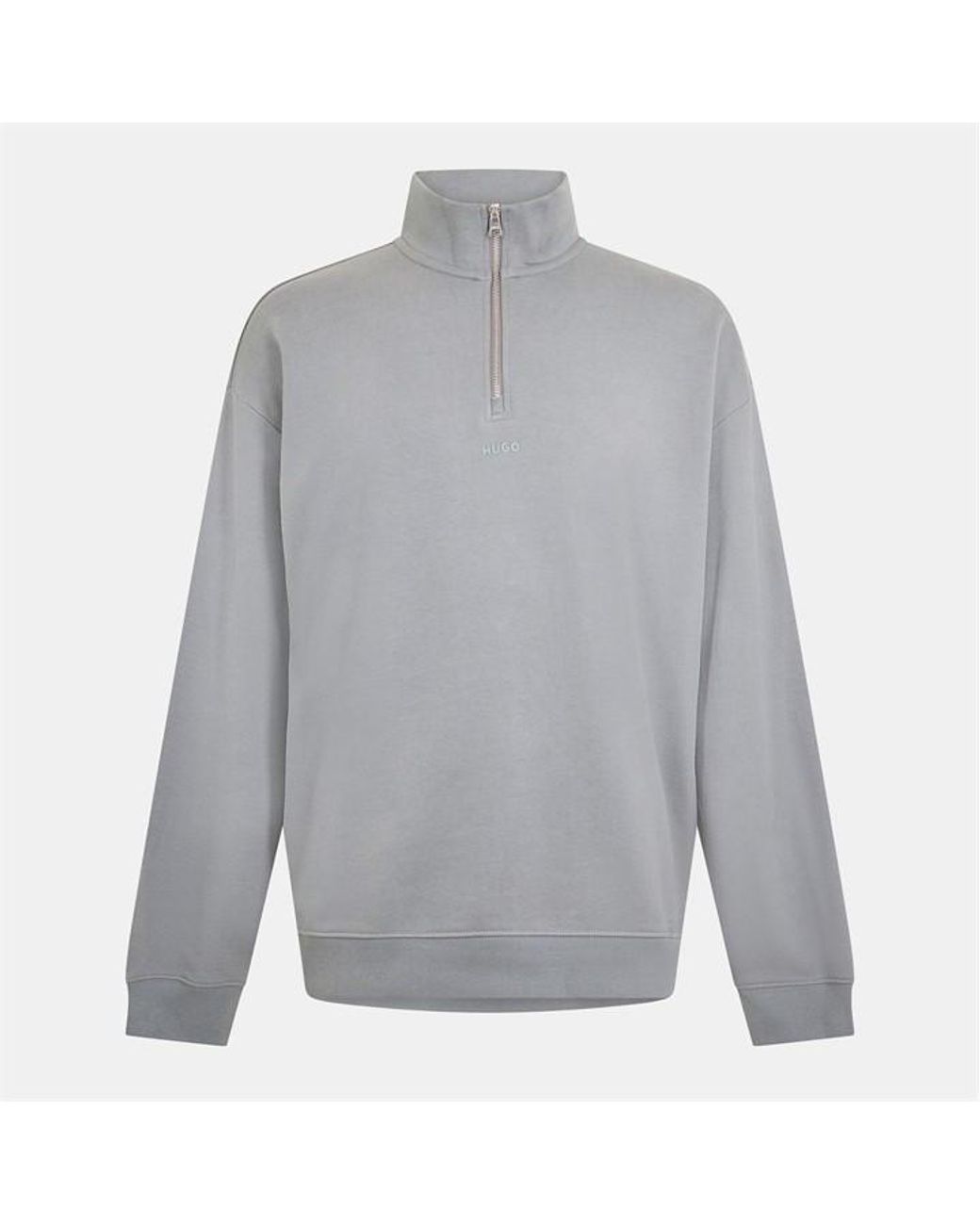 HUGO Gray Quarter-Zip Fleece for men