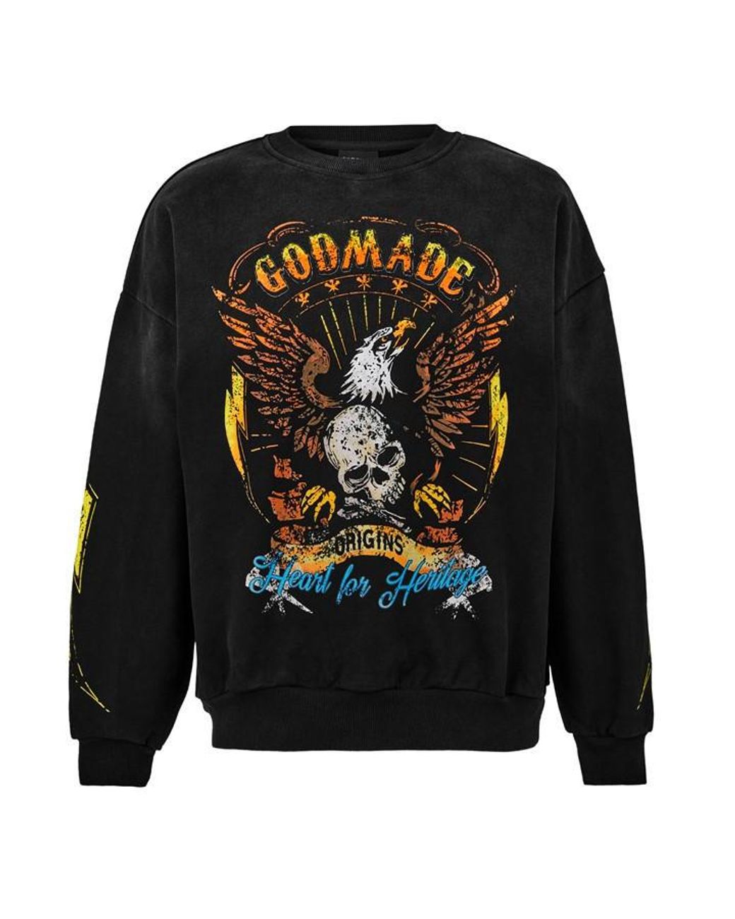 God Made Black Origins Cotton Long Sleeve Relaxed Fit Crew Sweatshirt for men