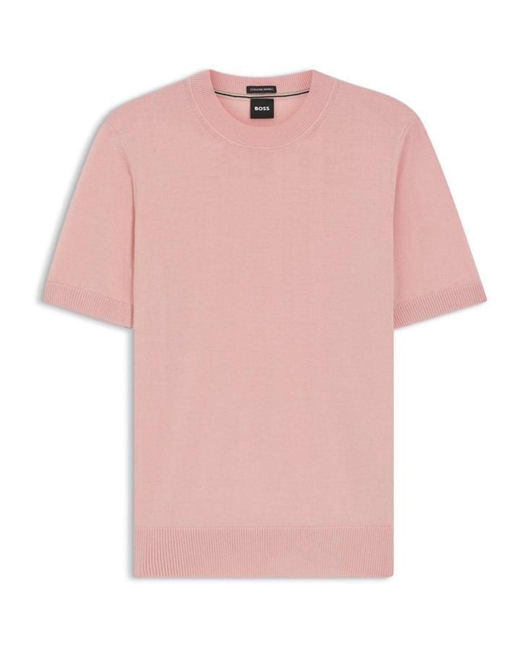 Boss Pink Knitted Short Sleeve Top (Umauro) for men