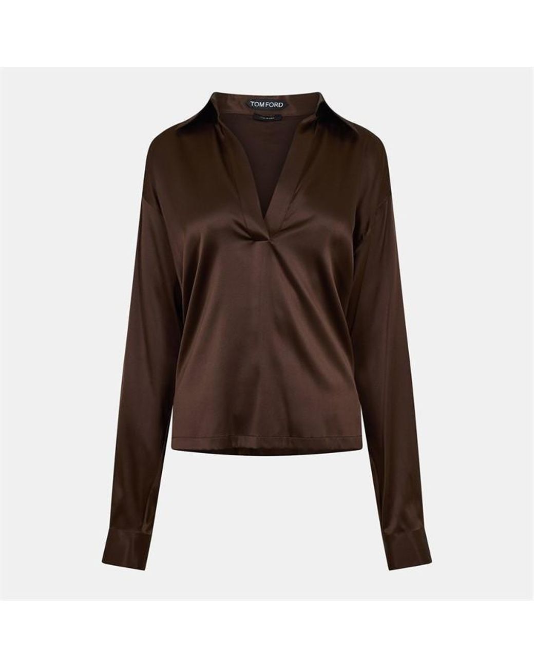 Tom Ford Brown Tf Silk Long Sleeve Plain Shirt