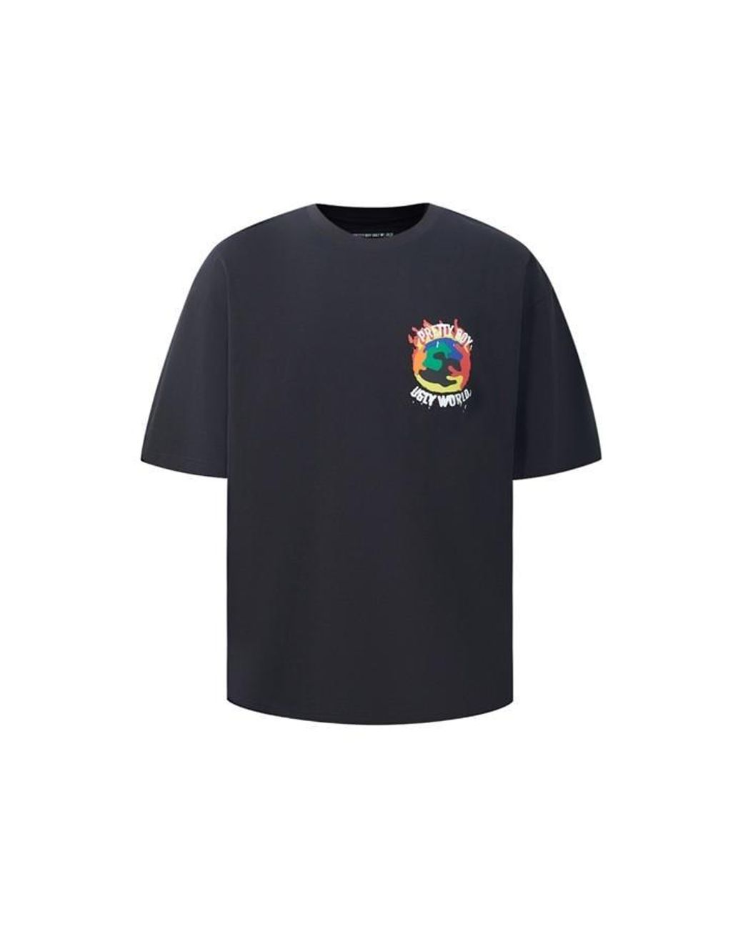 PRETTY BOY UGLY WORLD Blue The Cotton Crew Neck Oversized Fit T-Shirt for men