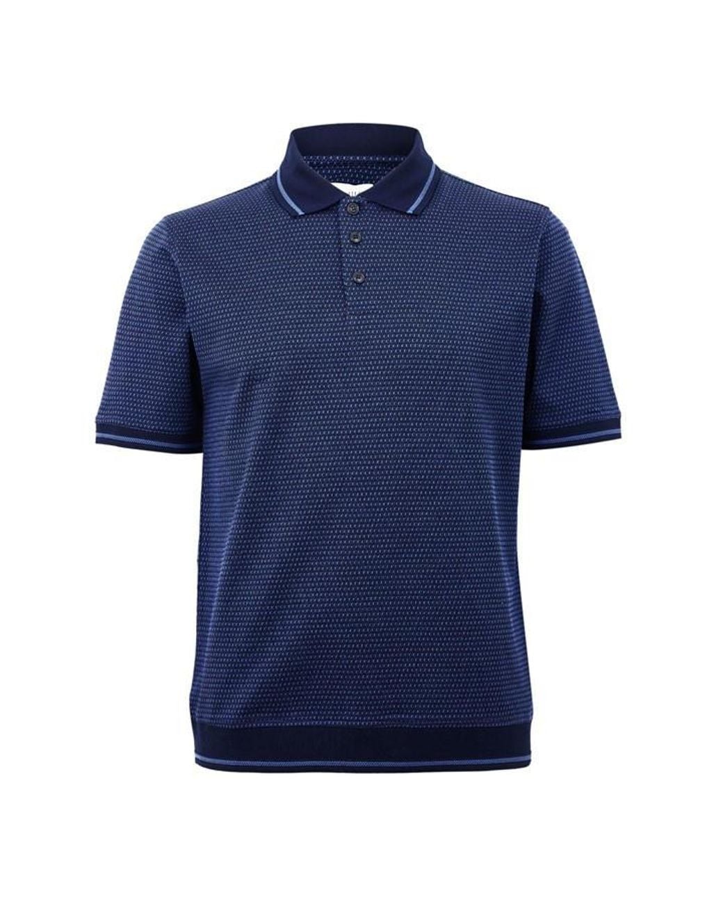 Pal Zileri Blue Pattern Short Sleeve Polo Shirt for men