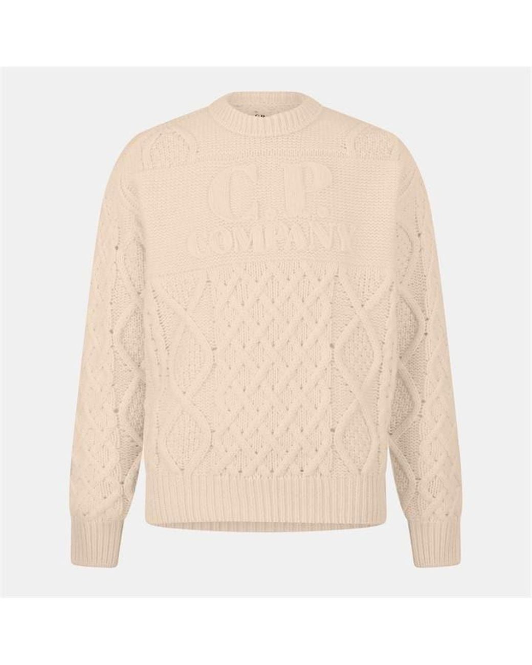 C P Company Natural Lens Roll Nk Knitted Turtle Neck Jumper for men