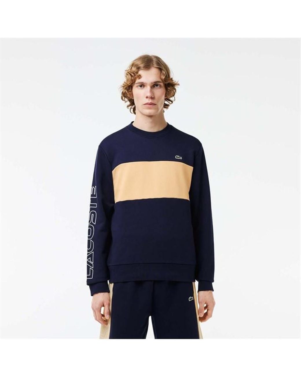 Lacoste Blue Crewneck Colourblock Sweatshirt for men
