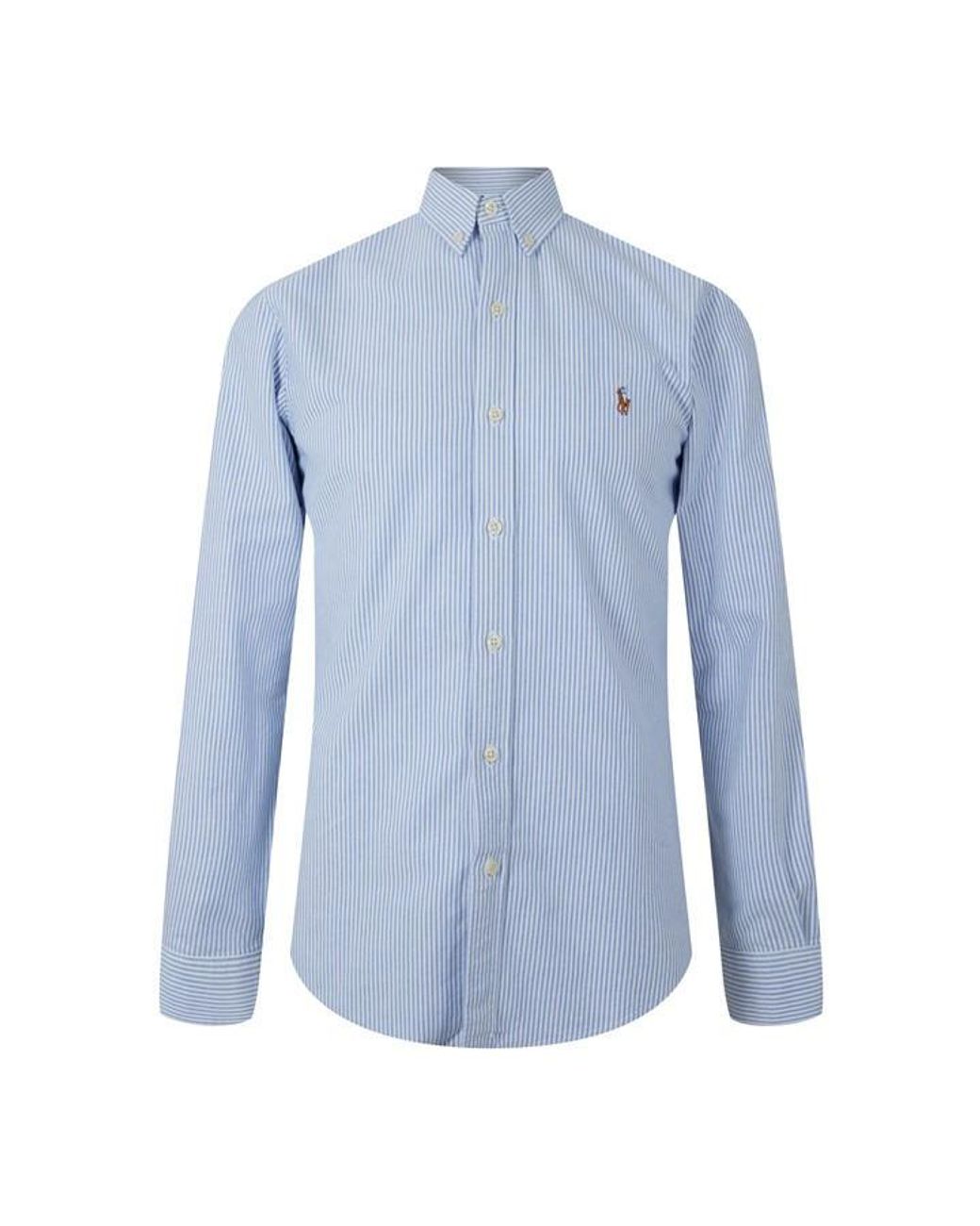 Polo Ralph Lauren Blue Slim Fit Striped Oxford Shirt for men