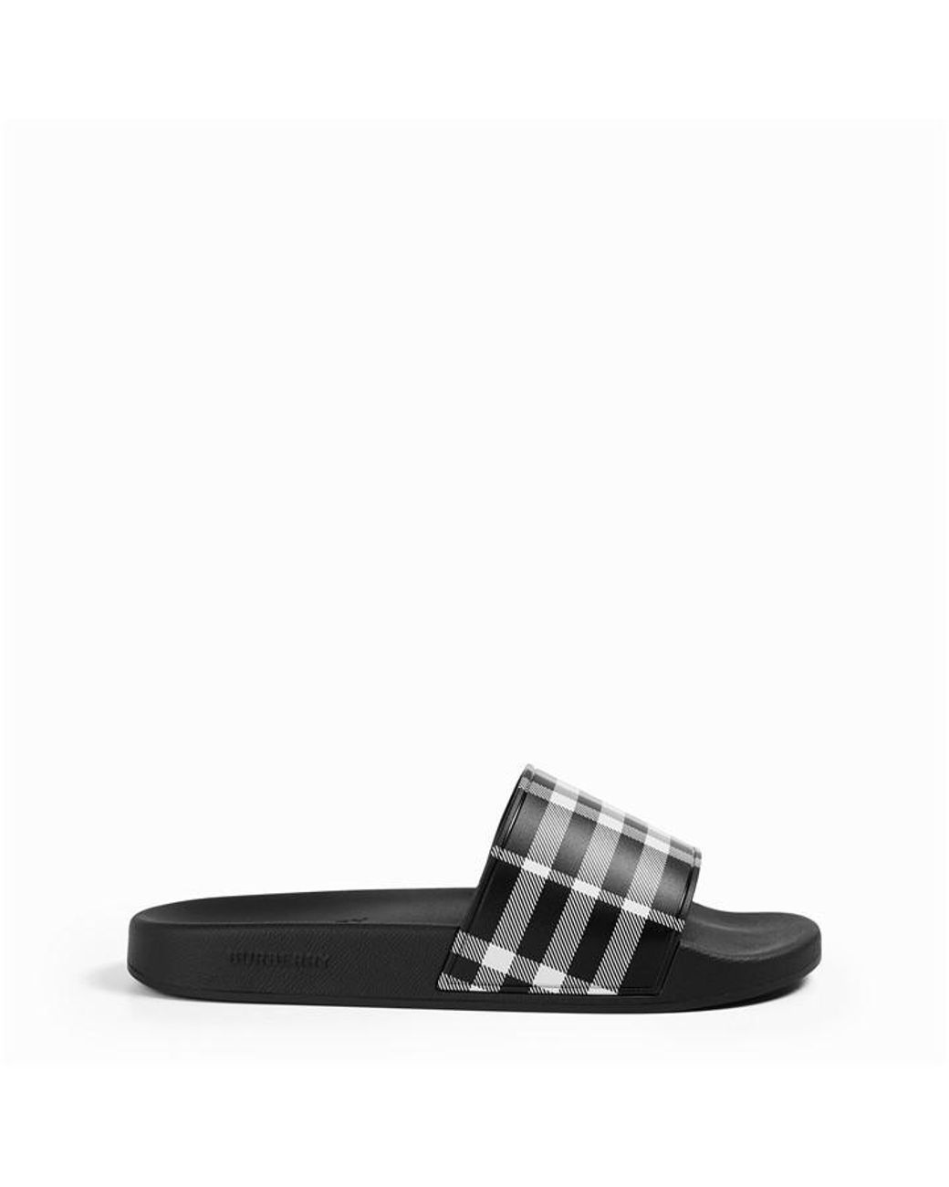 Burberry Black Furley Check Slides for men