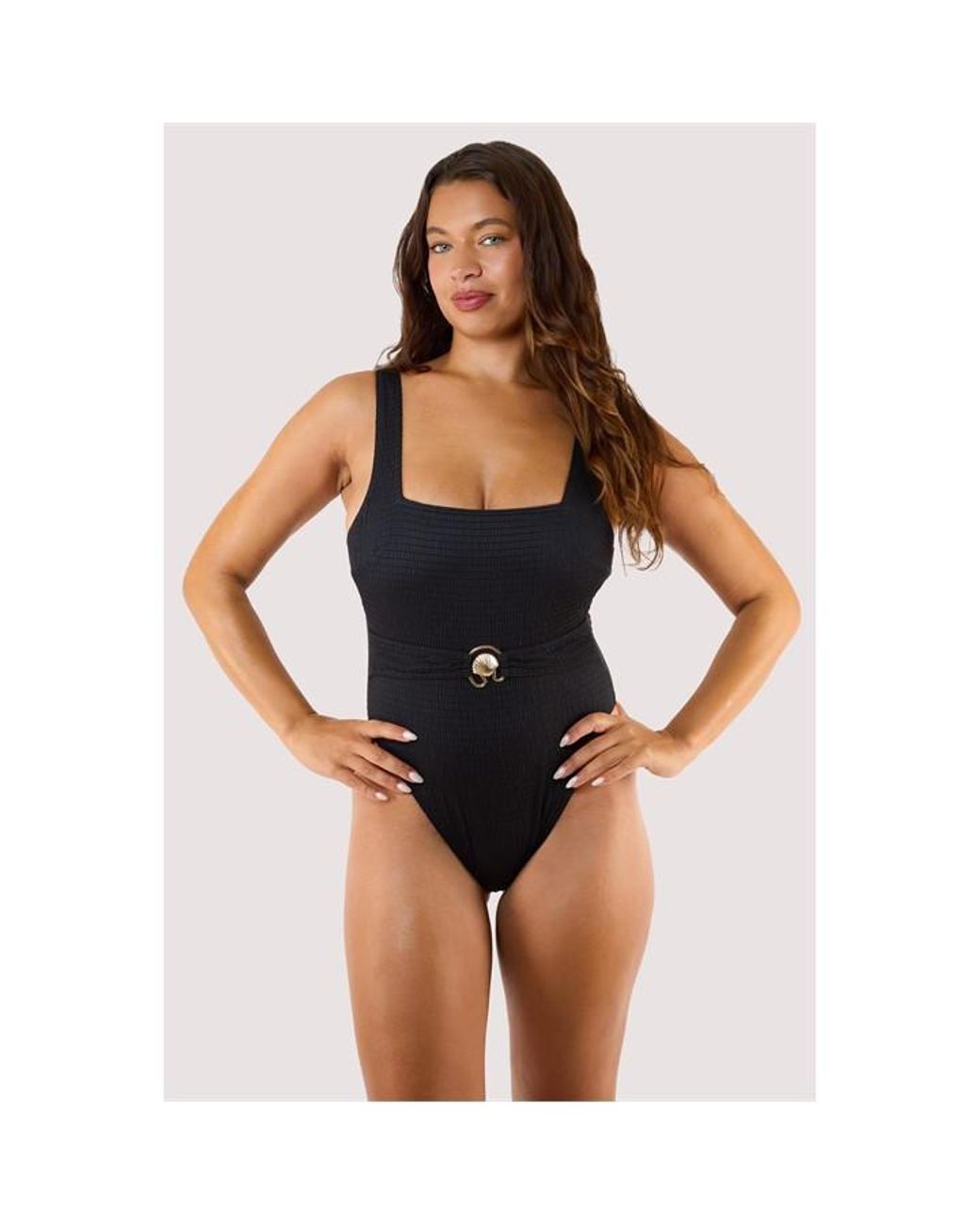 Wolf & Whistle Blue Onyx Textured Swimsuit