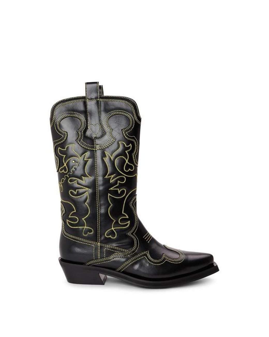 Ganni Black Shift Western Cowboy Boots