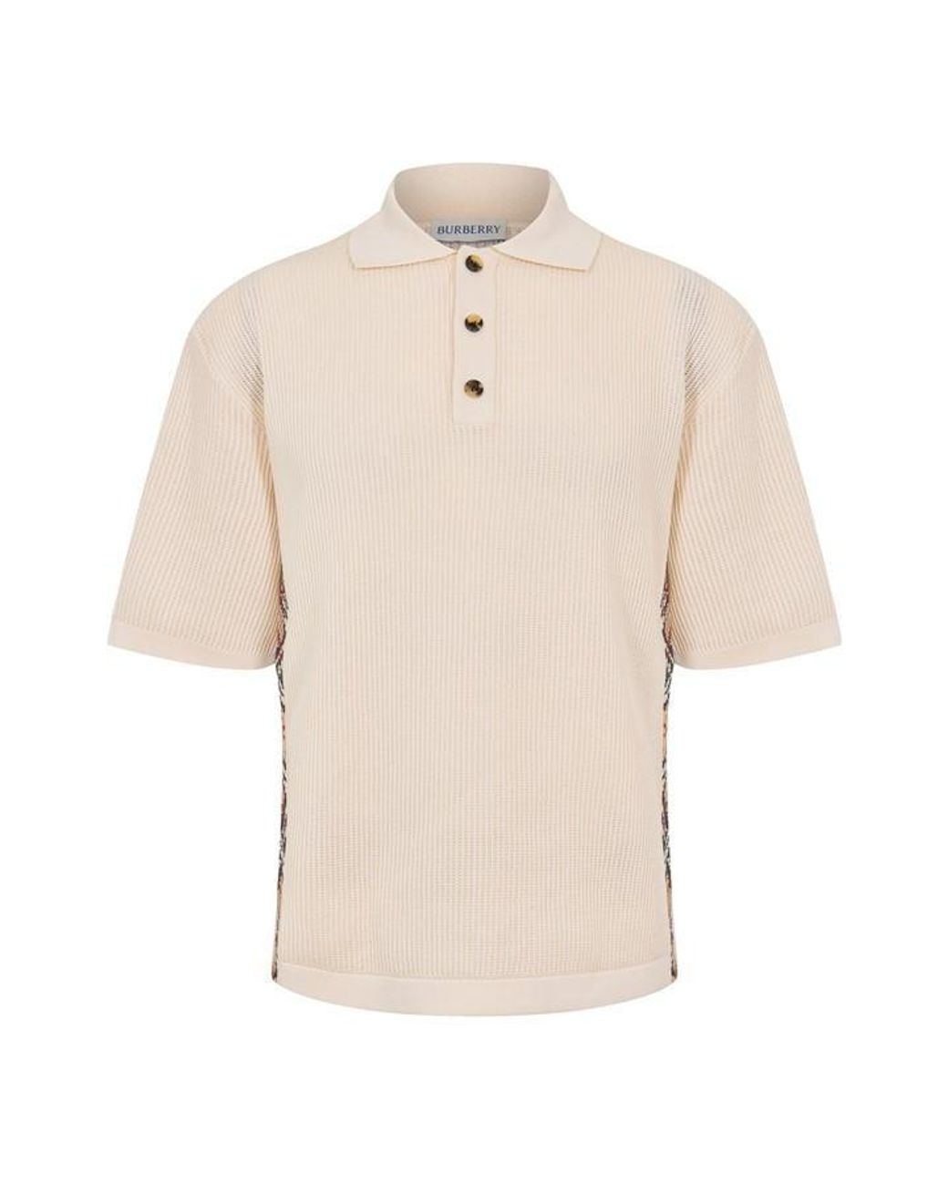 Burberry Natural Knitted Short Sleeve Polo Shirt for men