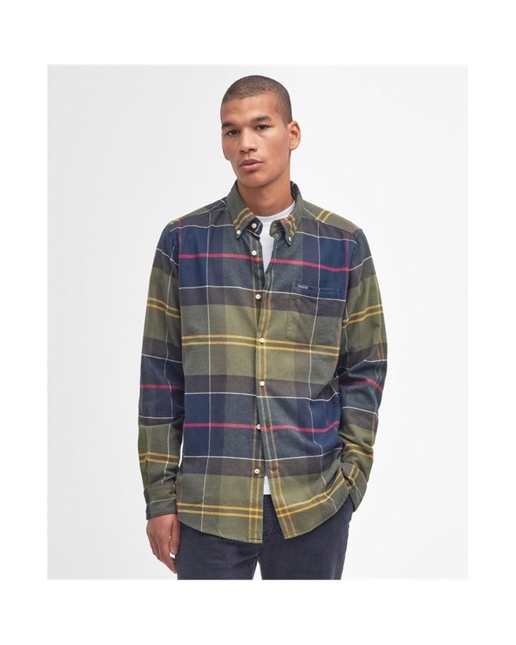 Barbour Blue Edderton Long Sleeve Patterned Shirt for men