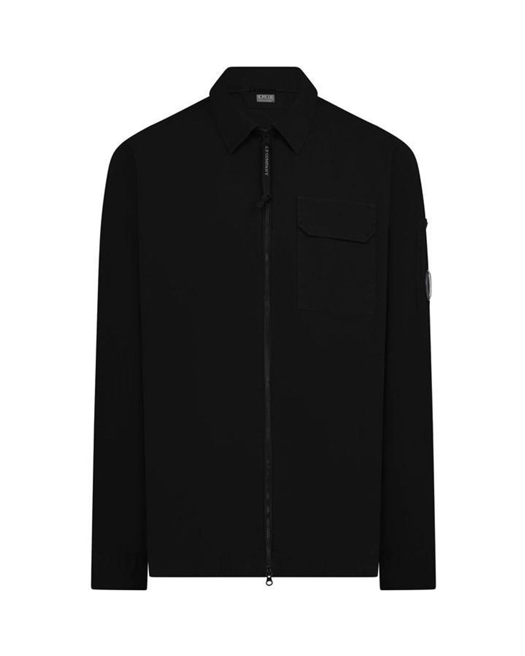 C P Company Black Zipped Overshirt for men