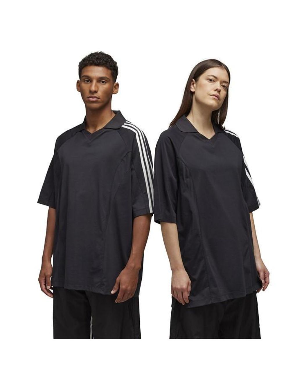 Y-3 Black 3-Stripe Short-Sleeve Polo Shirt for men