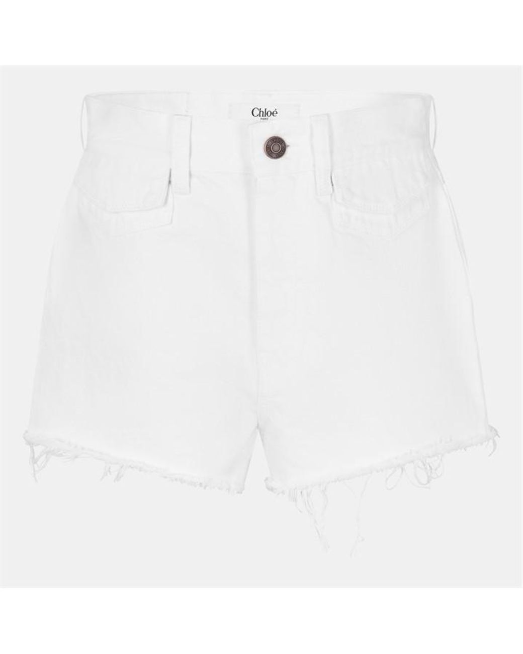 Chloé White Tailored Fit Denim Shorts
