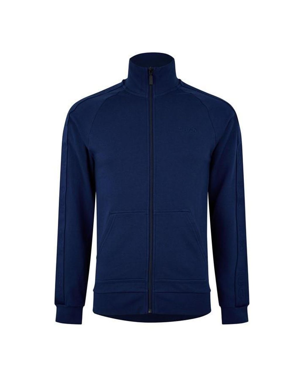 HUGO Blue Tonal Logo Zip Pyjama Long Sleeve Top for men