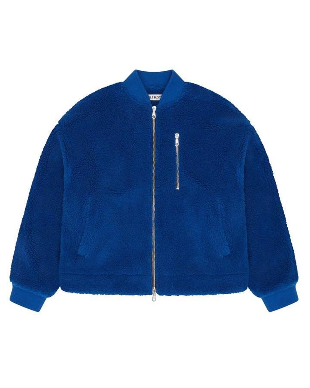 Cole Buxton Blue Wool Long Sleeve Bomber Jacket for men