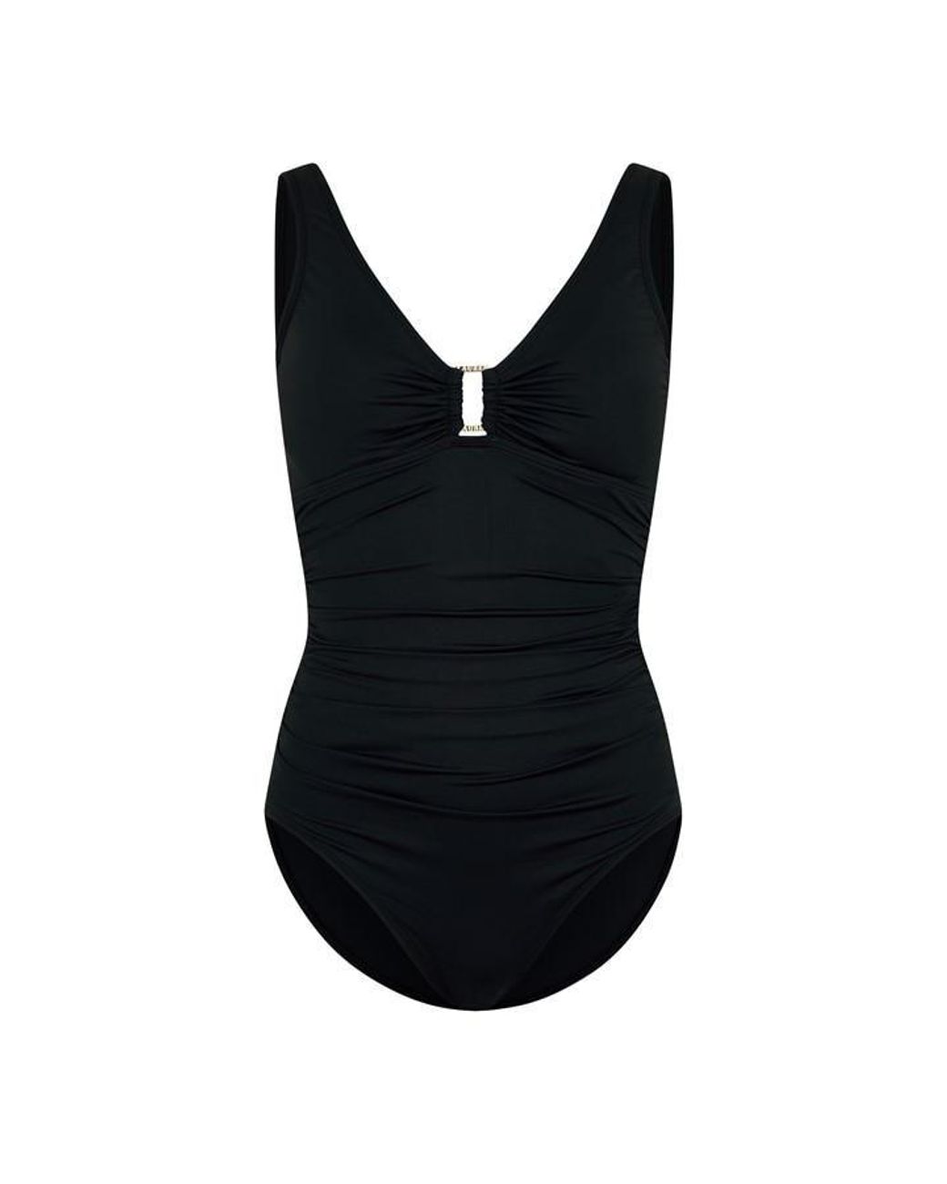 Ralph Lauren Black Ring Detail Plunge Swimsuit
