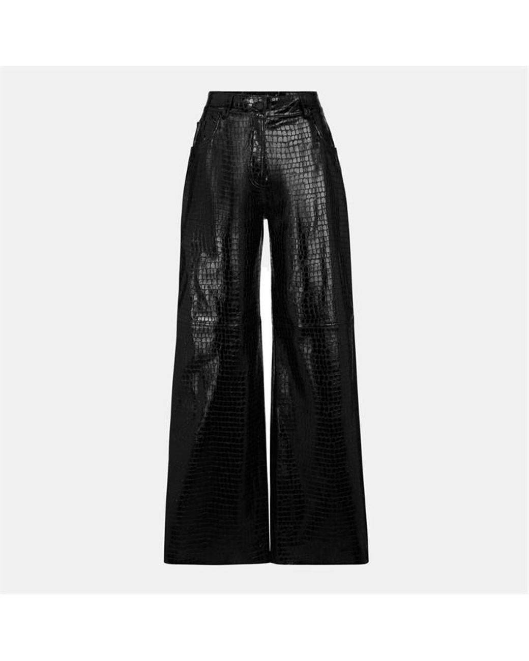 HUGO Black Hugara Leather Trousers