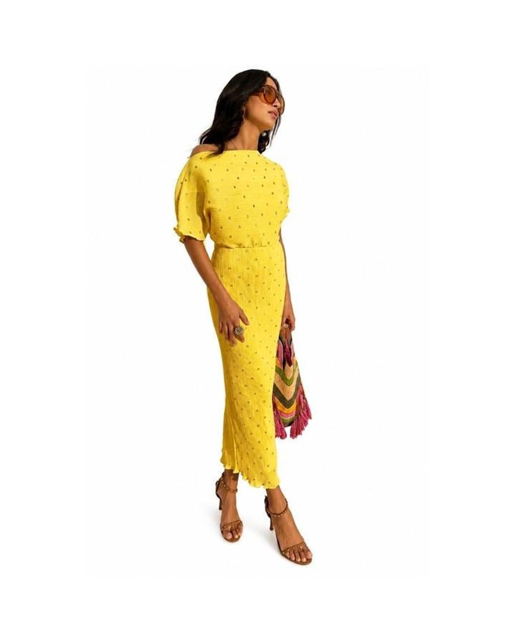 Never Fully Dressed Yellow Tilly Plisse Maxi Dress